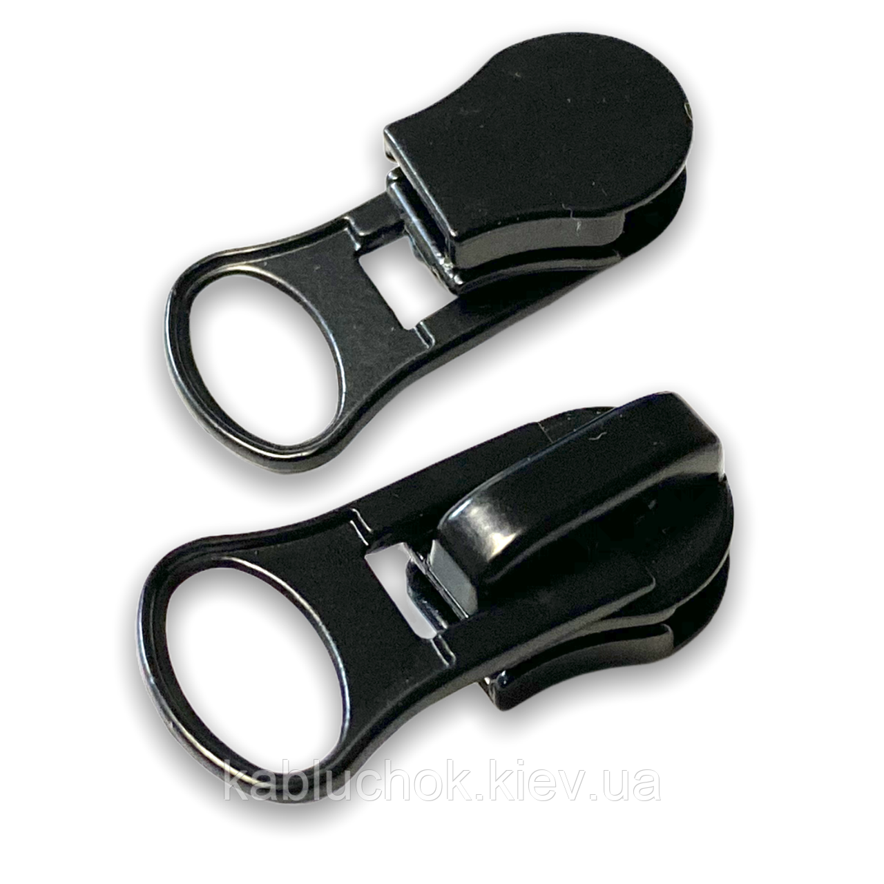 Бігунок Тип 8 язичок лопатка на потаємну спіральну блискавку чорний матовий, фото 1