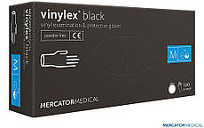 Рукавиці оглядові чорні вінілові неопудрені RMM-VINYLEX-PF B