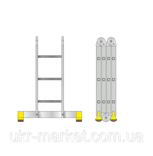 Лестница трансформер алюминиевая профессиональная четырехсекционная шарнирная 4 x 3 ступени - фото 8 - id-p1351728957