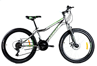 Спортивный горный велосипед AZIMUT FOREST 24 дюйма GFRD серо-зеленый