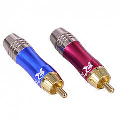 Штекери під паяння FreeEnd — RCA Metal R Connector Blue/Red (комплект 2 шт.)
