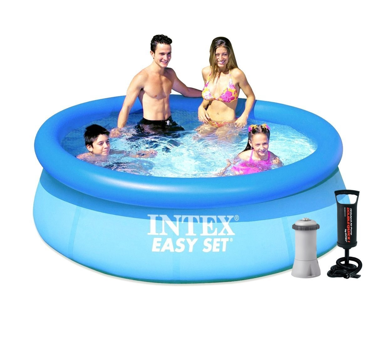 Надувний басейн Intex, 244х76 см (картріджний фільтр 2 006 л/год, тент, підстилка, насос)