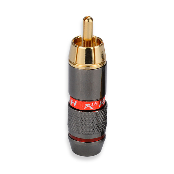 Металевий штекер під пайку FreeEnd - RCA Male R Connector Black/Red ring