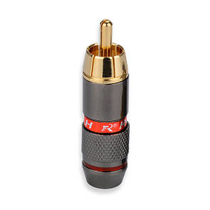 Металевий штекер під пайку FreeEnd - RCA Male R Connector Black/Red ring, фото 2