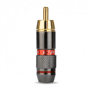 Металевий штекер під пайку FreeEnd - RCA Male R Connector Black/Red ring, фото 2