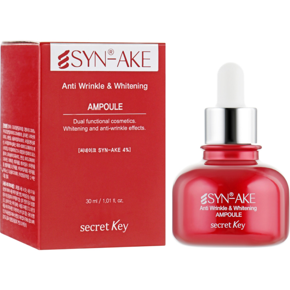 Антивікова сироватка для обличчя зі зміїною отрутою Secret Key Syn-Ake Anti Wrinkle & Whitening Ampoule 30 мл