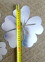 Дзеркальні наклейки квіти пластикові, набір 6шт, від 8см до 20см, дзеркальні срібло, фото 3
