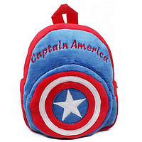 Дитячий плюшевий рюкзак для дошкільника Капітан Америка. М'який рюкзак в садок Capitan America