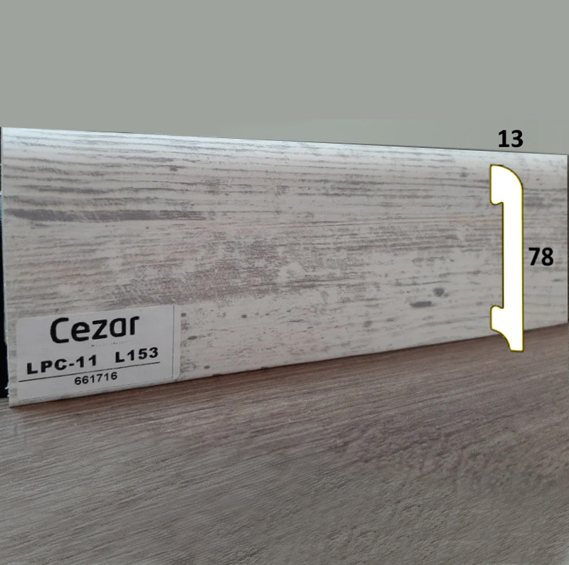 Плінтус удароміцний Cezar ELEGANCE LPC-11-L153 із дюрополімеру, висота 78 мм. Сосна монрепо, фото 1
