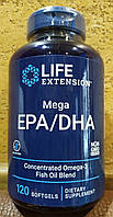 Life extension Fish oil Mega EPA DHA 120 капс Рыбий жир Витамин Е - Омега3 Сердце Сосуды Обмен веществ