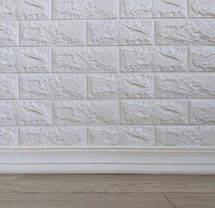 Плінтус настінний самоклеючий стельовий багет 2350*80 мм гнучкий широкий плоский білий, фото 2