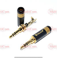 01-00-056. Штекер 3,5 стерео, корпус метал, без хвостової частини, Pailiccs, чорний