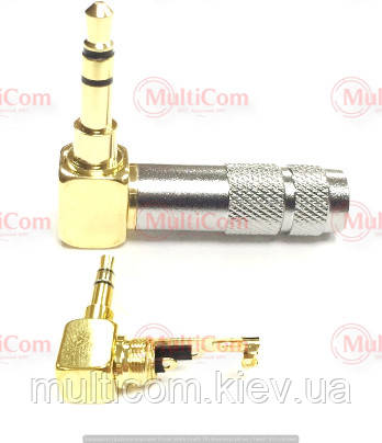 01-00-083SV. Штекер 3,5 стерео кутовий, корпус метал, без хвостової частини, Pailiccs, сріблястий