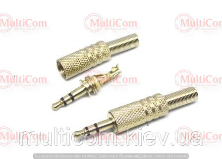 01-00-042SV. Штекер 3,5 стерео, корпус метал, з пружиною, сріблястий