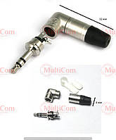 01-00-087SV. Штекер 3,5 стерео кутовий, корпус метал, original Neutrik, сріблястий