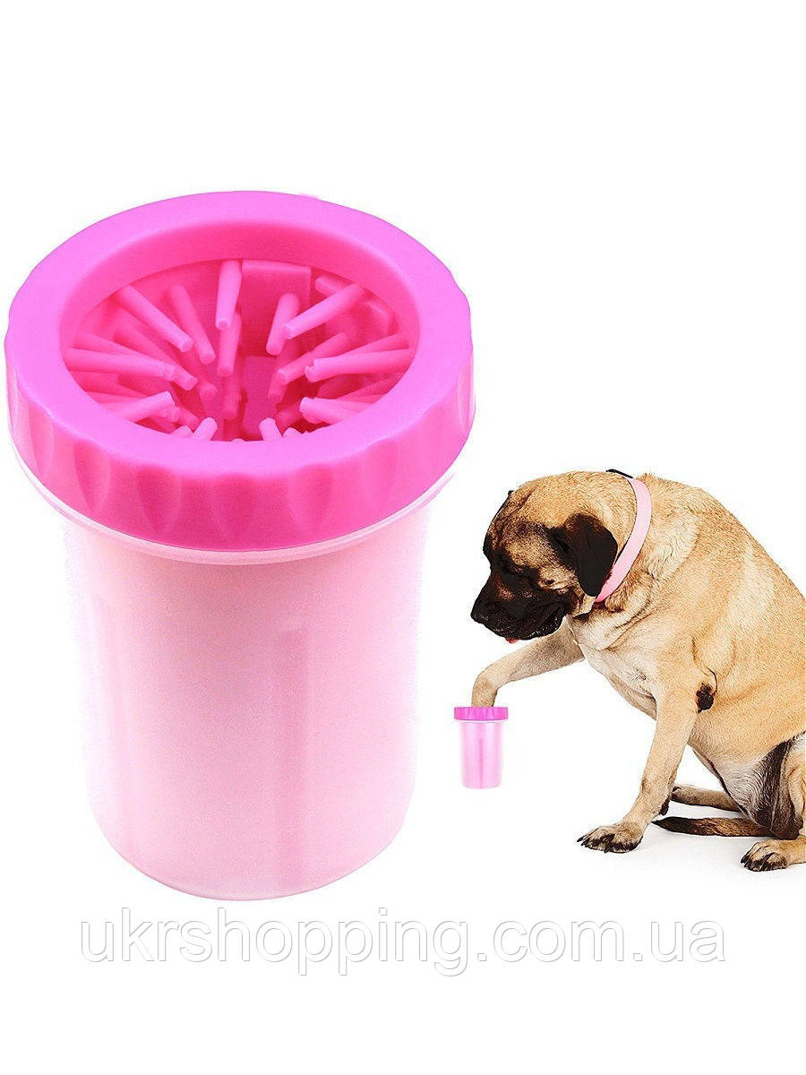 Лапомойка для собак Soft Gentle Silicone Bristles розовый (0490), стакан для мытья | мийка для лап (SH) - фото 1 - id-p1351819058