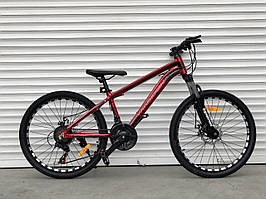 Велосипед алюмінієвий гірський TopRider-680 24" червоний + крила у подарунок!
