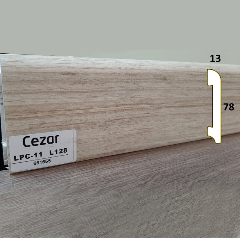 Плінтус удароміцний Cezar ELEGANCE LPC-11-L128 із дюрополімеру, висота 78 мм. Французький кантон, фото 1