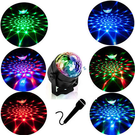 Диско куля SOLMORE світло RGB 5W з мікрофоном, фото 1