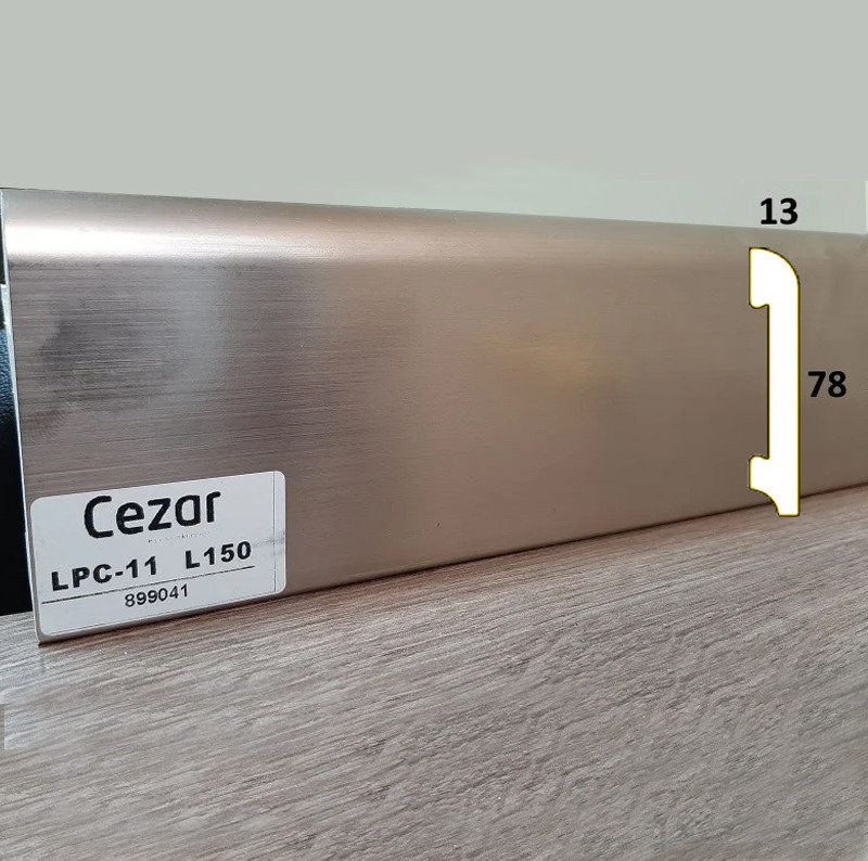 Ударостійкий плінтус LPC-11 шампань Cezar з дюрополімер заввишки 78 мм. Плінтус Польша, фото 1