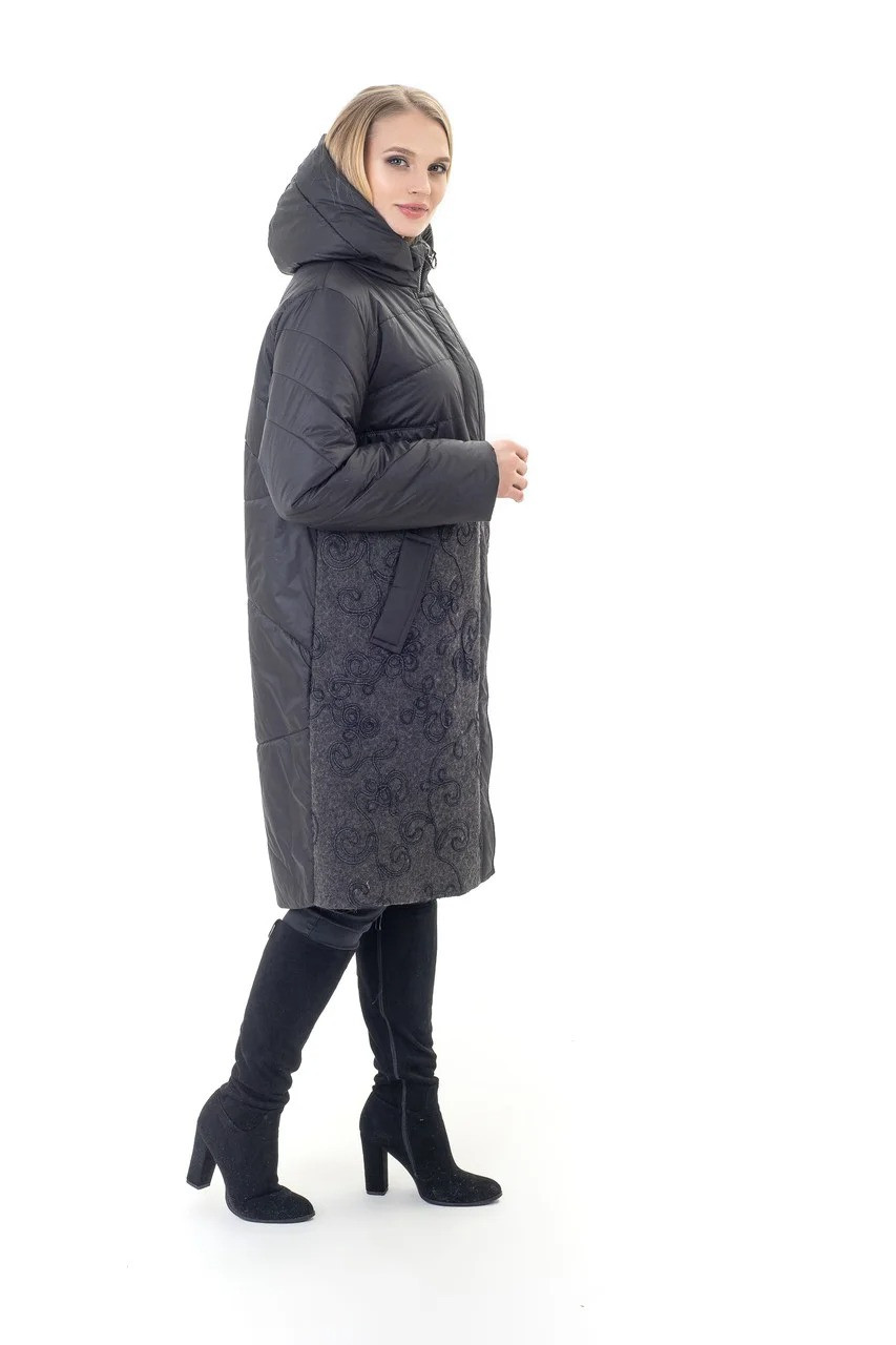 Демісезонне комбіноване пальто великих розмірів