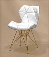 М'який стілець для кав'ярні Greg GD-ML екошкіра білий на золотих ніжках, дизайн Charles&Ray Eames, фото 4