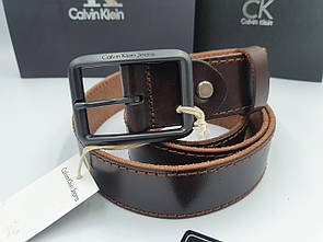 Ремінь Calvin Klein шкіряний, коричневий, джинсовий