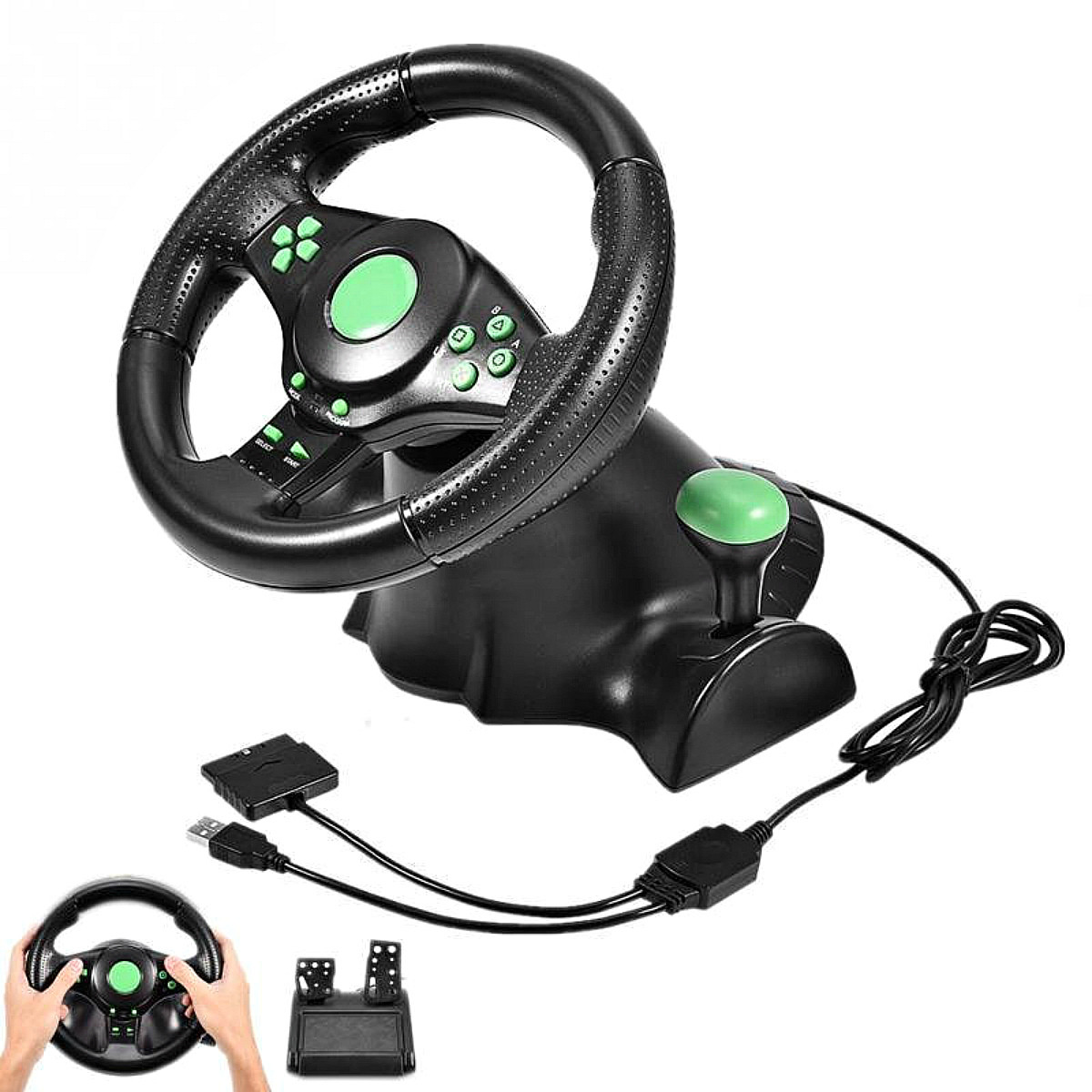 Джойстик КЕРМО 3в1 PC/PS2/РЅ3Игровой мультимедійний універсальний кермо vibration steering wheel ps2 ps3 USB