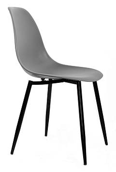 Стильний стілець суцільнолите сидіння на чорних металевих ніжках Nik ML світло-сірий