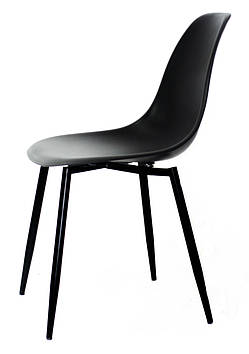 Стильний стілець суцільнолите сидіння на чорних металевих ніжках Nik ML чорний