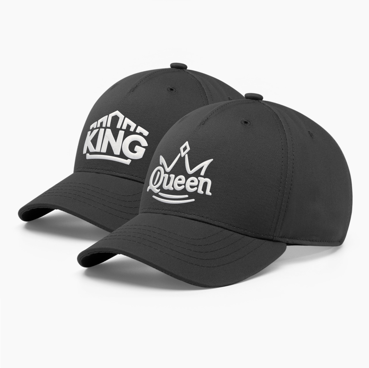 Парні кепки бейсболки family look INAL King Queen Король і Королева M / 55-56 RU Чорний 188555