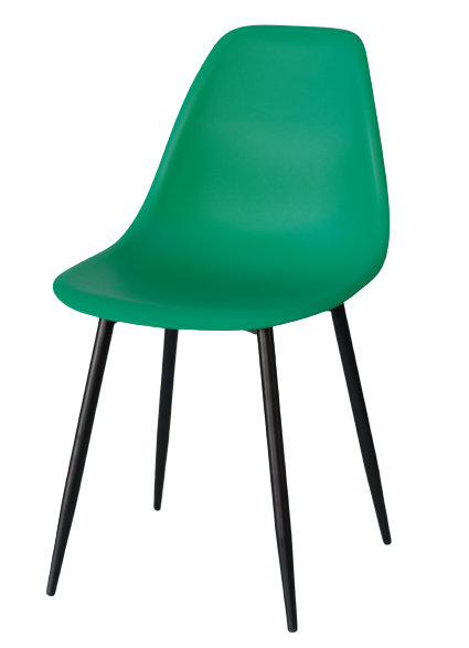 Стильний стілець суцільнолите сидіння на чорних металевих ніжках Nik ML зелений