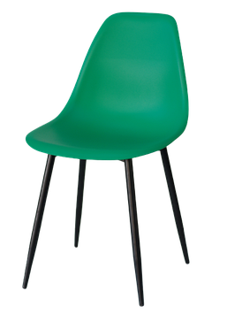 Стильний стілець суцільнолите сидіння на чорних металевих ніжках Nik ML зелений