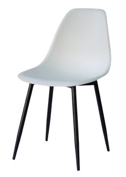 Стильний стілець суцільнолите сидіння на чорних металевих ніжках Nik ML білий