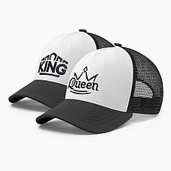 Парні кепки бейсболки з сіткою тракер INAL King Queen Король і Королева S / 53-54 Чорний/ Білий 216253