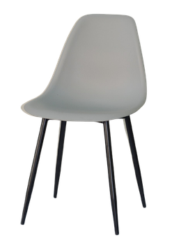 Стильный стул цельнолитое пластиковое сиденье на металлических черных ножках Nik ML светло-серый