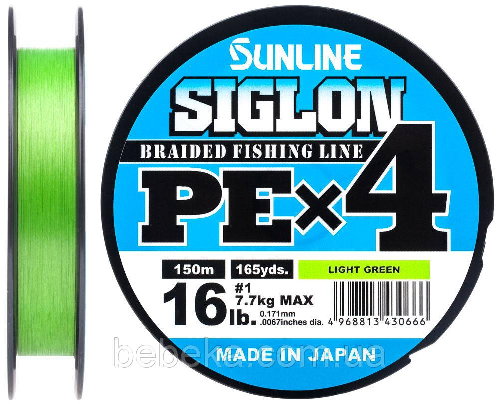 Шнур Sunline Siglon PE х4 300m (салат.) #2.0/0.242 mm 35lb/15.5 kg (1658.09.43)