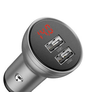 Автомобільний зарядний пристрій в прикурювач Baseus Швидка зарядка 4.8 A 24 Вт Сріблястий (CCBX-0S), фото 1