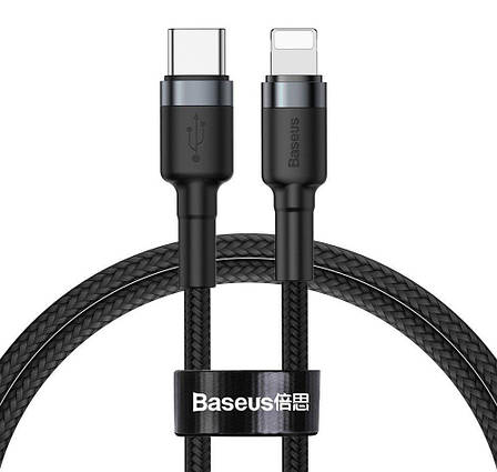 Кабель для зарядки телефона/ смартфона Baseus Type-C - Lightning 3 А 1 м Чорний/ Сірий (CATLKLF-G1), фото 1