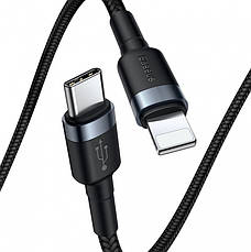 Кабель для зарядки телефона/ смартфона Baseus Type-C - Lightning 3 А 1 м Чорний/ Сірий (CATLKLF-G1), фото 5