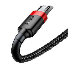 Кабель для зарядки телефона/ смартфона Baseus USB - Micro USB 2.4А 1 м Чорний/ Червоний (CAMKLF-B91), фото 3
