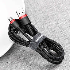Кабель для зарядки телефона/ смартфона Baseus USB - Micro USB 2.4А 1 м Чорний/ Червоний (CAMKLF-B91), фото 5