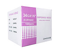 Игла для мезотерапии Disposable needle, Japan steel G34 0,2x4 mm