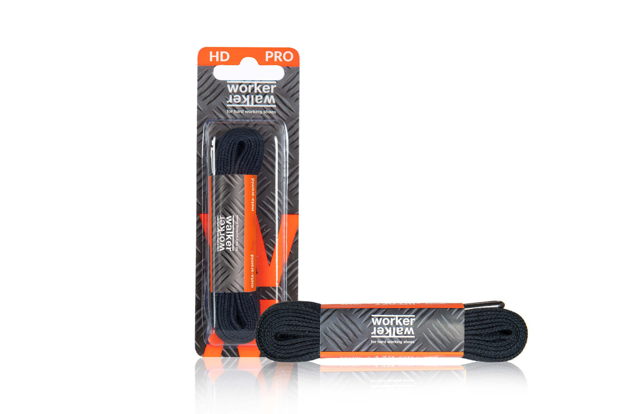 Вогнестійкі шнурки для взуття Worker Walker HD PRO плоскі Чорні, фото 1