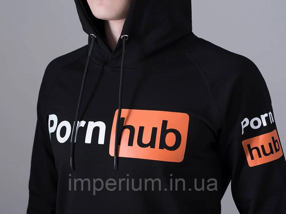 Чорне худі pornhub logo | стильна толстовка високої якості