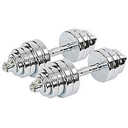 Гантелі 35 кг 2 шт. по 17.5кг. розбірні хром. фікс. диск з різзю (2грифа l-40 см, (2,5+2,5+1,5+1,5)х4)), фото 2