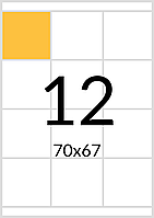 Самоклеящаяся бумага А4 (матовая) - 12 этикеток на листе. Размер: 70х67 мм.