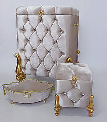 Кошик для білизни великого розміру на ніжках (3 шт в комплекті) Бежевий