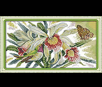 Наборы для вышивания крестом "Бабочка над орхидеями"