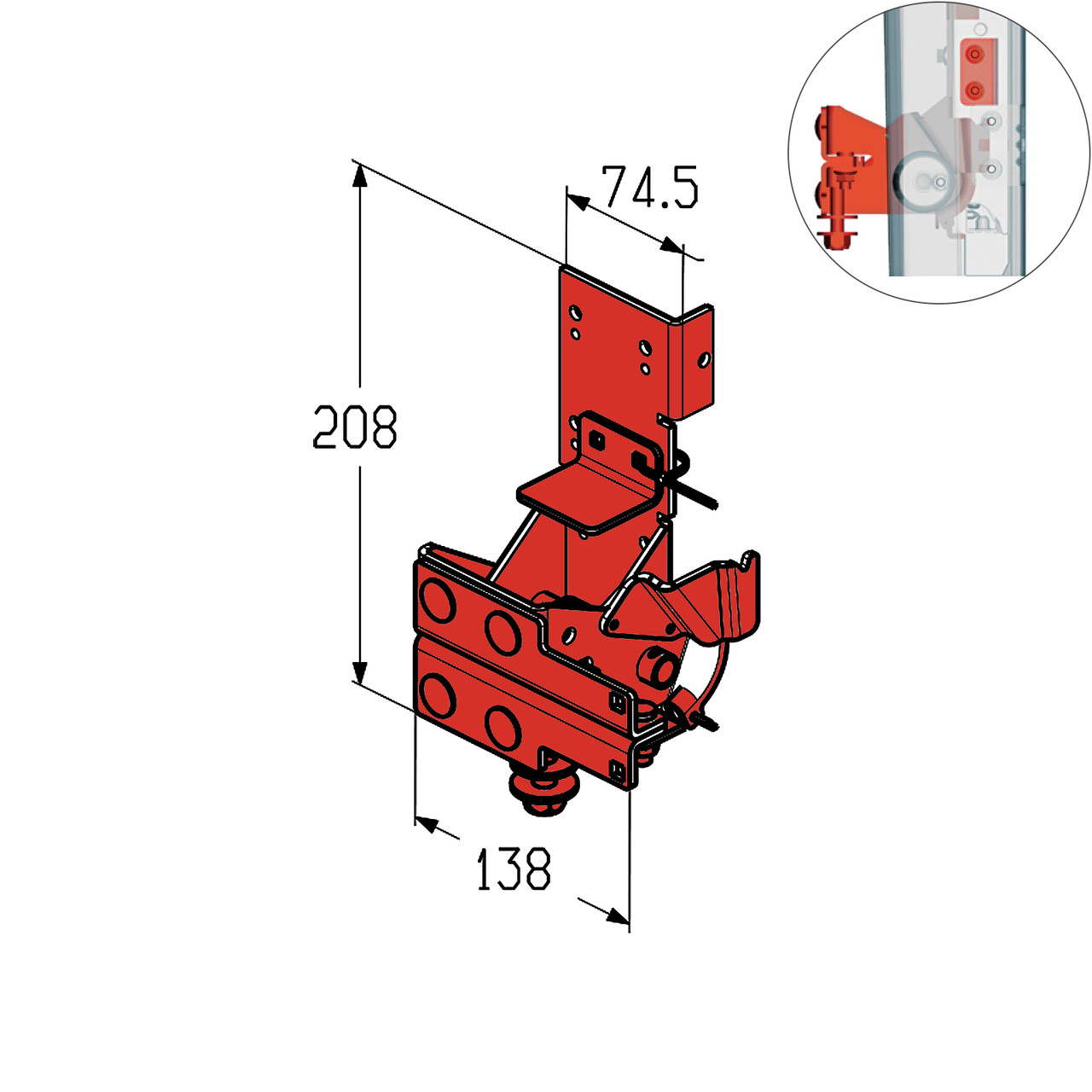 Кронштейн роликовий нижній Alutech RBI-40.120R